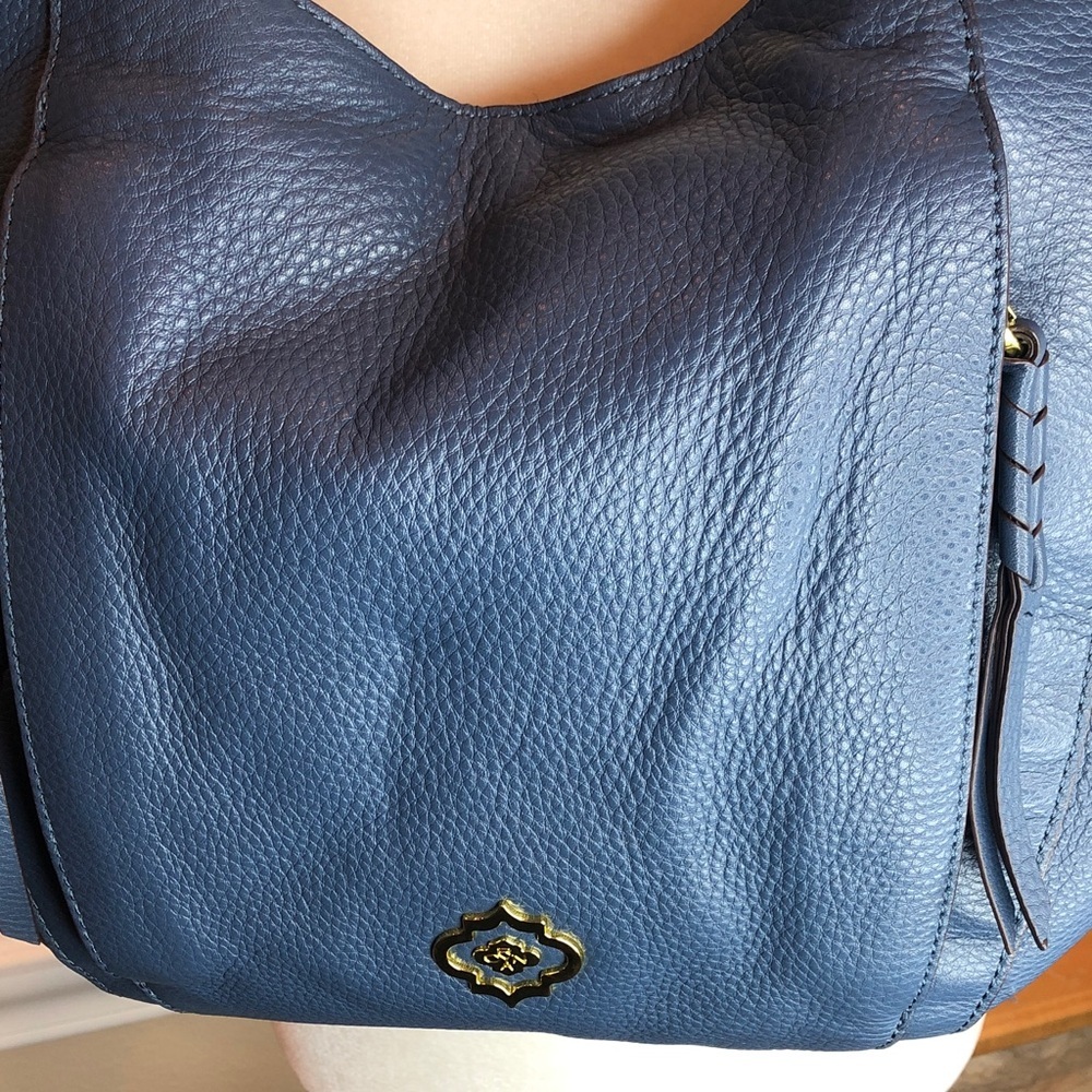 OrYANY Chic Soft Blue Pebble Leather Hobo Bag Gold Hardware and Studs NWOT - Picture 3 of 16
